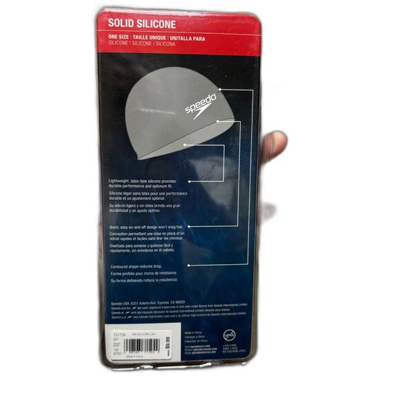 Speedo NWT Black Solid Silicone Swim Cap - Picture 3 of 5